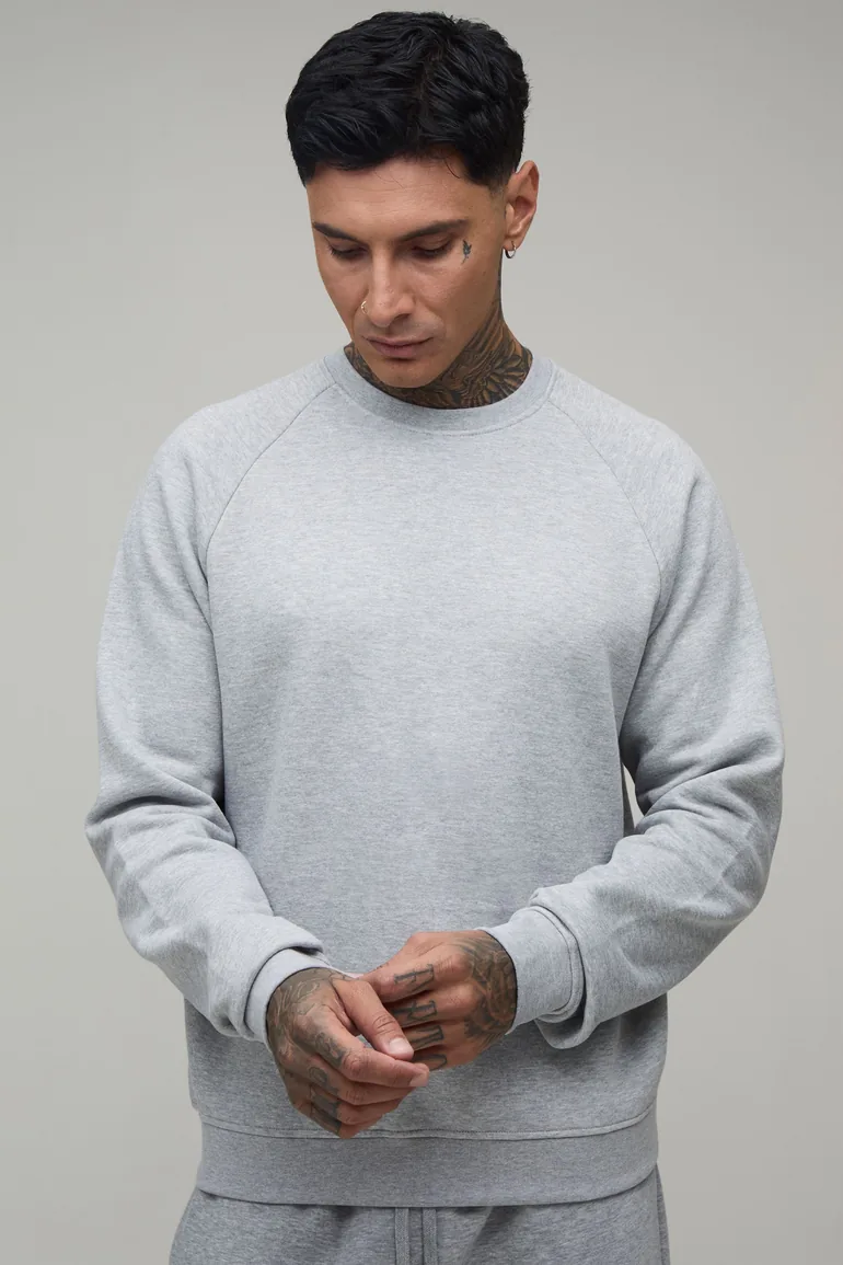 Tall Essential Regular Fit Raglan Sleeve Sweater - grey marl