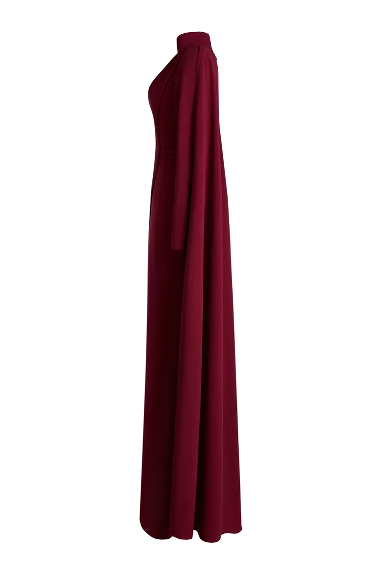 Cape Asymmetrical Ruched Maxi Dress - 4