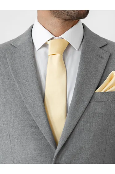 Maya Buttercream Satin Tie & Pocket Square Set
