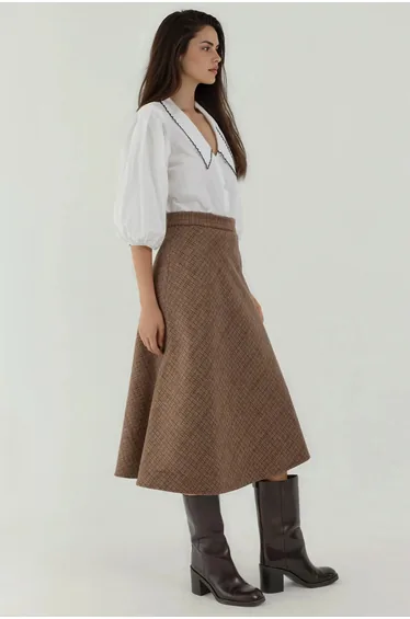 تنورة هيكوب ميدي بنية