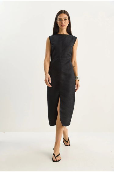 LUCCI Faux Suede Midi Dress