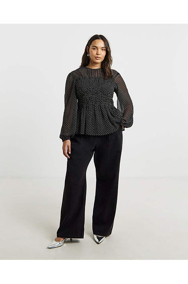 Georgette Spot Shirred Blouse