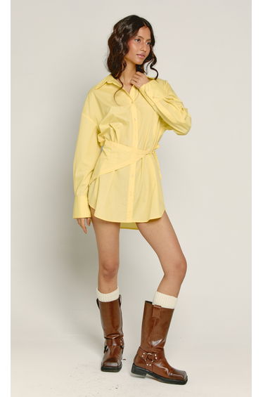 Butter Scarf Waist Shirt Mini Dress