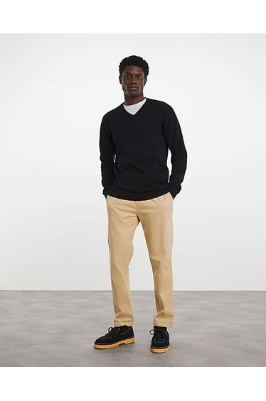 Black Cotton V Neck Knitted Jumper