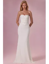 Embellished Corset Strapless Gown in Ivory - 6