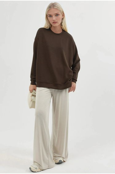 BUSEM Relaxed Fit Crew Neck Knitted Sweatshirt