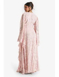 Textured Split Cut Out Maxi Dress - pink - 1