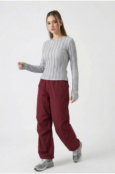 BDART Ribbed Crew Neck Long Sleeve Blouse