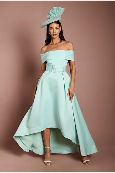 Lisa Tan Bardot Bandage Hi-Lo Midi Dress