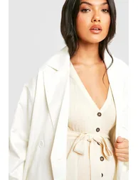 Maternity Button Down Knitted Midi Dress - oatmeal - 3