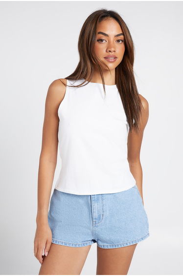 Slub Crew Neck Vest - white