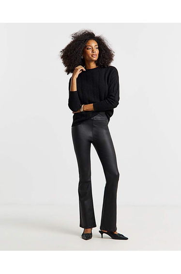 Black Coated Flare Jeggings