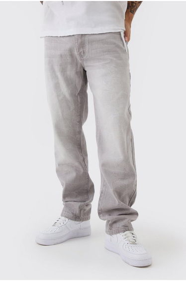 Straight Rigid Tinted Denim Jeans - light grey