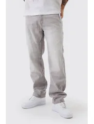 بنطلون جينز رمادي بقصة مستقيمة