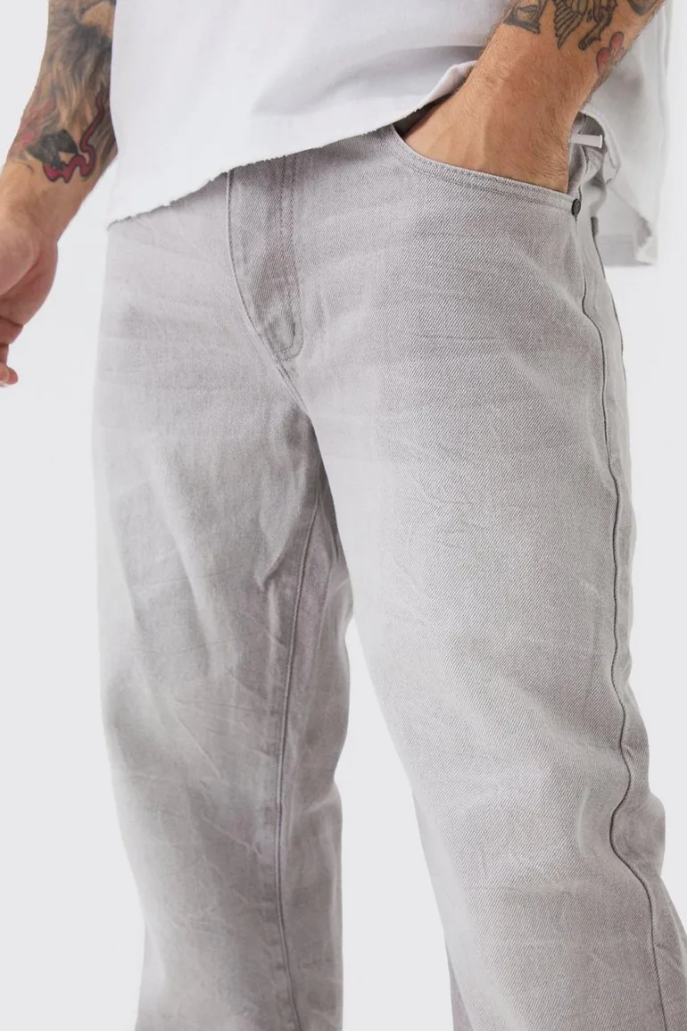 بنطلون جينز رمادي بقصة مستقيمة - 2