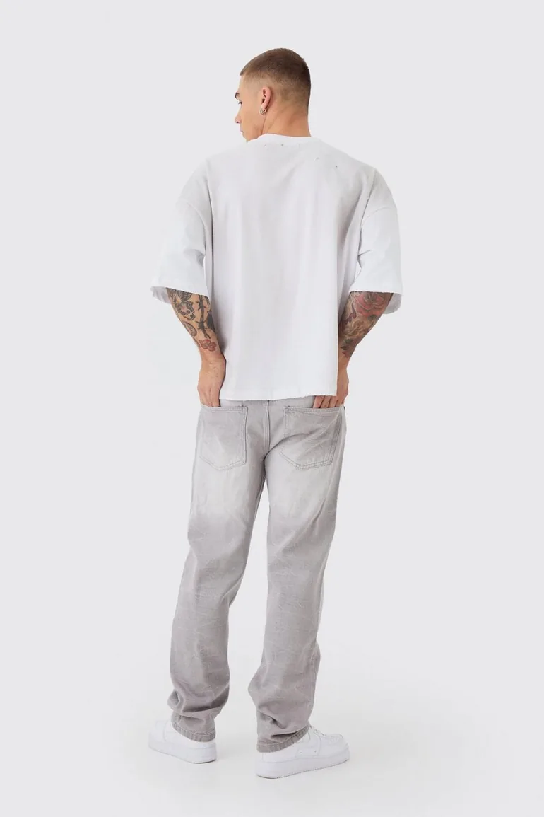 بنطلون جينز رمادي بقصة مستقيمة - 1