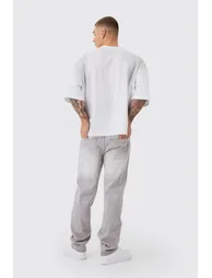 بنطلون جينز رمادي بقصة مستقيمة - 1