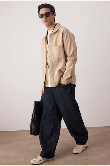 Beige regular men's jacket