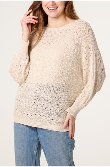 Pointelle Cable Batwing Jumper