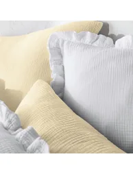 Kumla Plain Ruffle 100% Cotton Muslin Pillowcase - 8