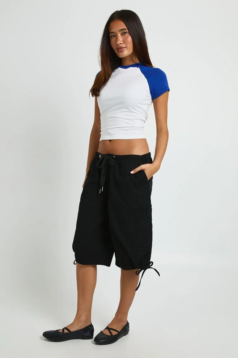 Twill Cargo Jort - black - 1