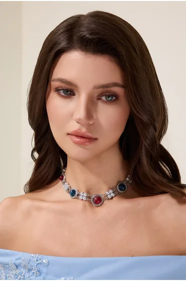 Imitation Gemstone Faux Pearl Necklace