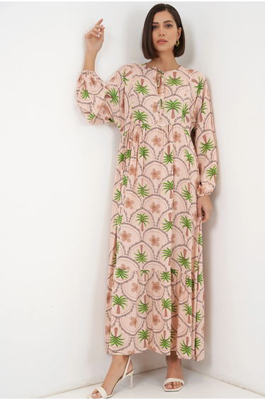 BDART Tropical Printed Maxi Dress with Button Closure