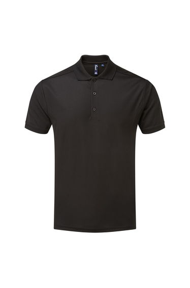 Premier Mens Coolchecker Pique Polo Shirt - Black