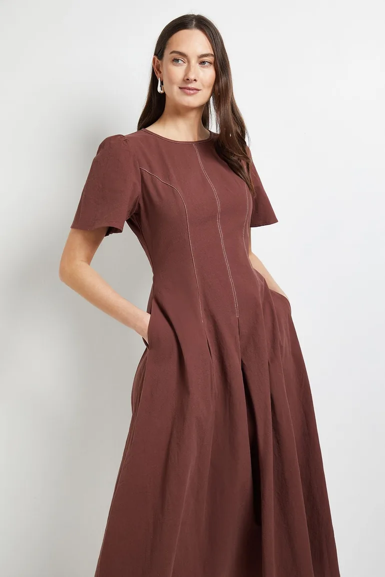 Principles Contrast Stitching Fit & Flare Midi Dress - 3