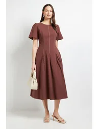 Principles Contrast Stitching Fit & Flare Midi Dress
