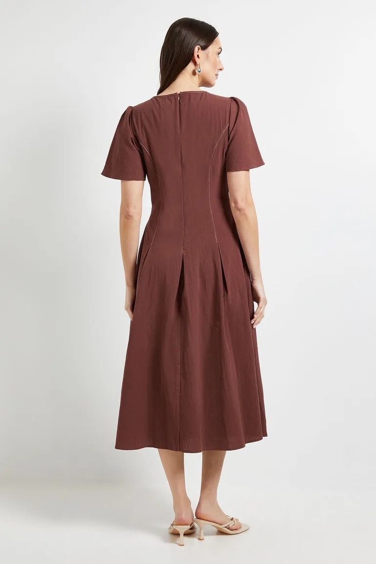 Principles Contrast Stitching Fit & Flare Midi Dress - 2