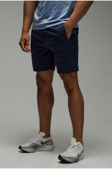 Man Active Zip Pockets Stretch 7inch Gym Short - navy