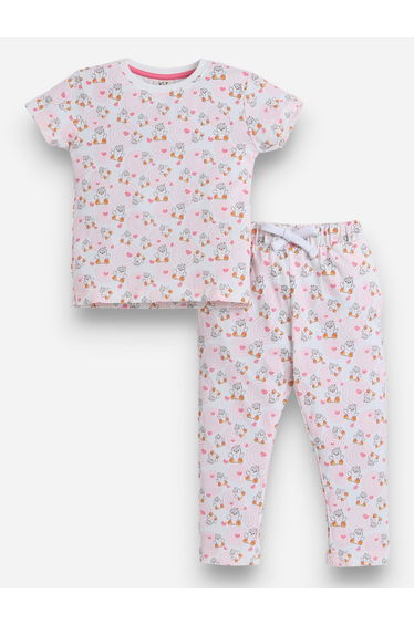 Girls All-Over Print T-Shirt and Pyjama Set
