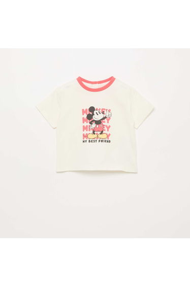 \'Mickey\' printed short-sleeved T-shirt WHITE