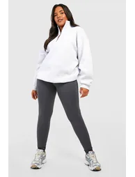 Plus Oversized Half Zip Sweatshirt - grey marl
