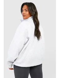Plus Oversized Half Zip Sweatshirt - grey marl - 2