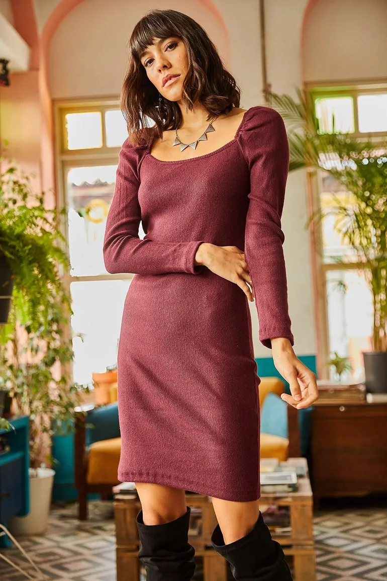 Women's Damson Square Neck Lycra Dress