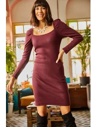 Women's Damson Square Neck Lycra Dress - 1