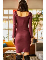 Women's Damson Square Neck Lycra Dress - 2