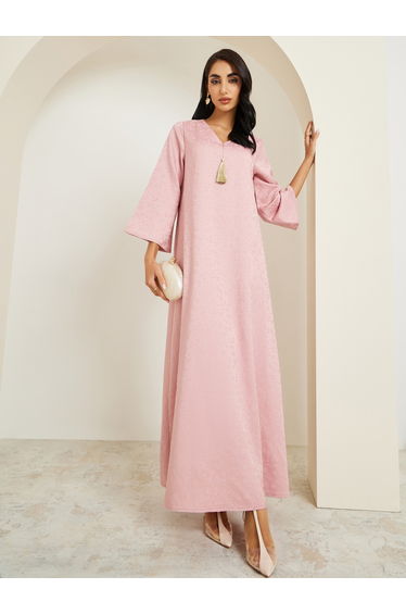 Women Pink Jacquard Jalabiya