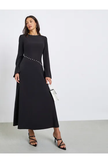 Women Faux Pearl Embellished Dress