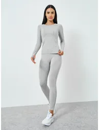 Grey Seamless Contour Detail Short Sleeves Top