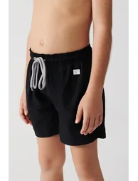 Black Quick Dry Standard Size Plain Kids Swimwear With Special Box - 4