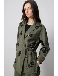 SEQUIN EMBROIDERED JACKET MODAL SET - 1