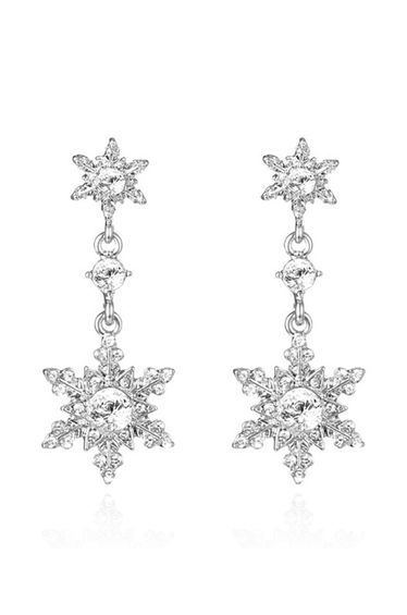 Sparkling Rhinestone Snowflake Drop Earrings