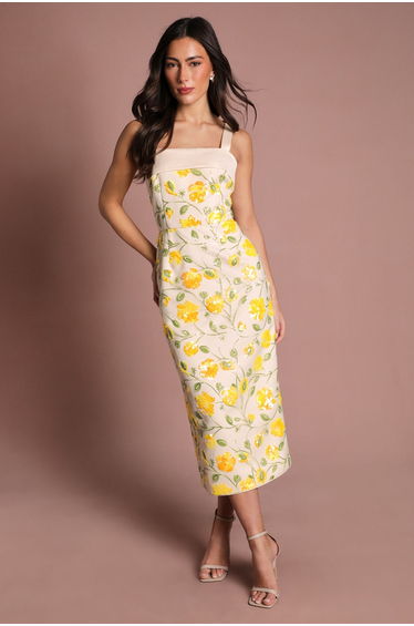 Coast Muse Sequin Floral Pencil Dress