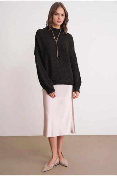 Mixray Relaxed Fit Crew Neck Thick Knit Sweater