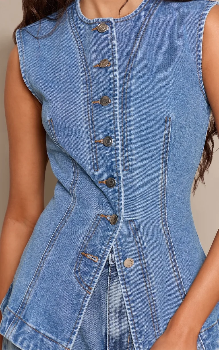 صدرية دينيم بلا أكمام - أزرق - 3