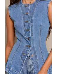 صدرية دينيم بلا أكمام - أزرق - 3