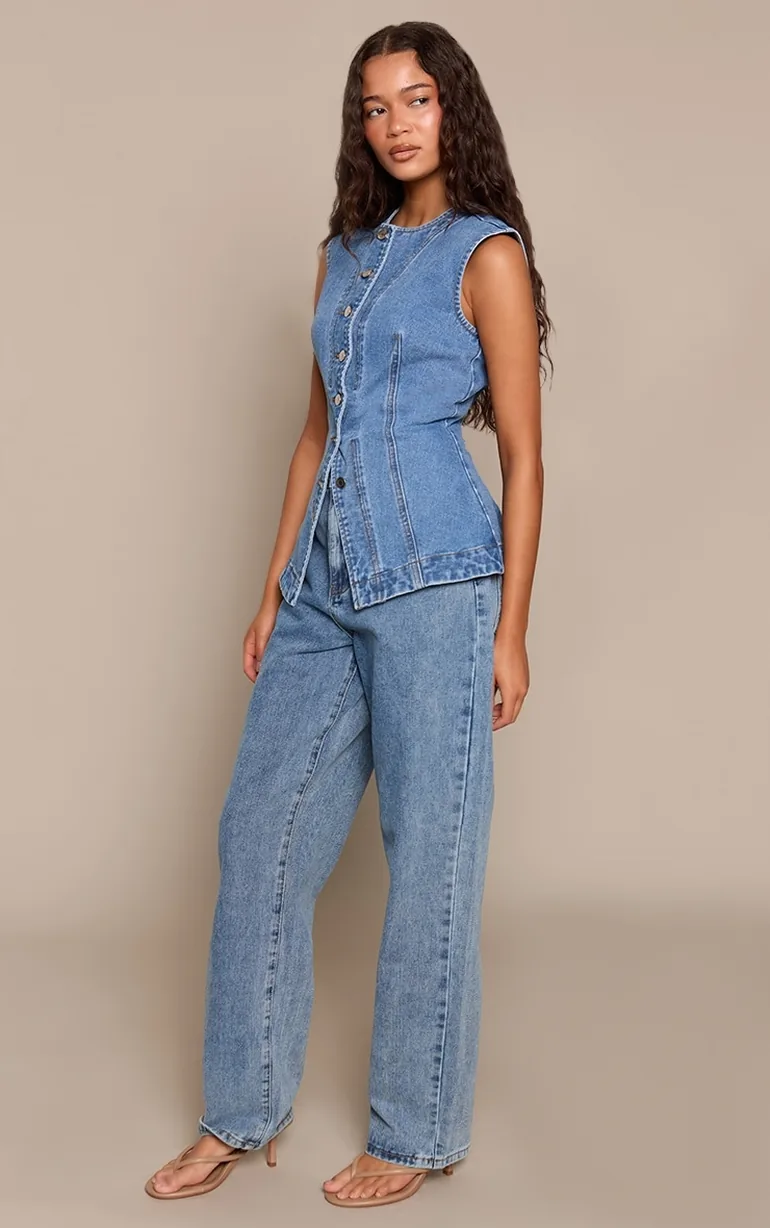 صدرية دينيم بلا أكمام - أزرق - 2